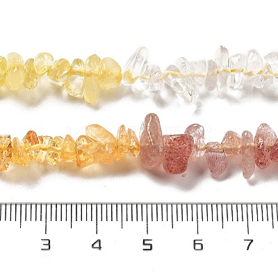 Natural Quartz Crystal & Strawberry Quartz & Citrine Beads Strands G-L610-A24-01-1