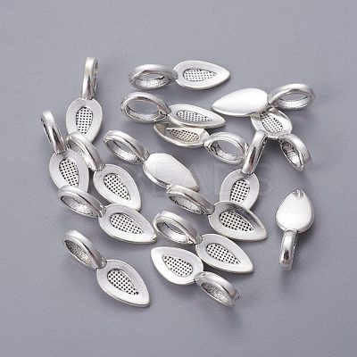 Tibetan Style Alloy Glun-on Flat Pad Bails for Pendants Making TIBEP-3348-AS-RS-1