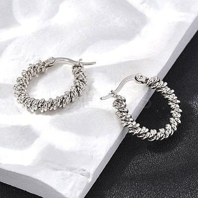 201 Stainless Steel Hoop Earrings LS-EJEW-Q026-14P-A-1