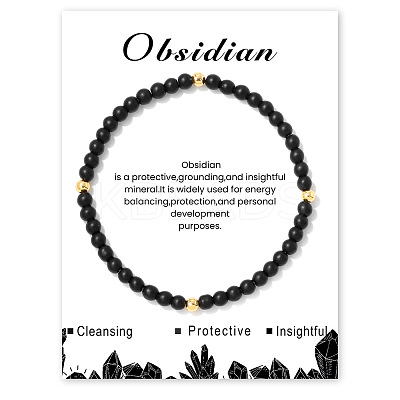 Natural Obsidian Beaded Stretch Bracelets for Women LS-WA9993-7-1