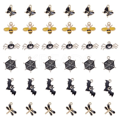 36Pcs 6 Style Light Gold Plated Alloy Pendants ENAM-ZZ0001-05-1