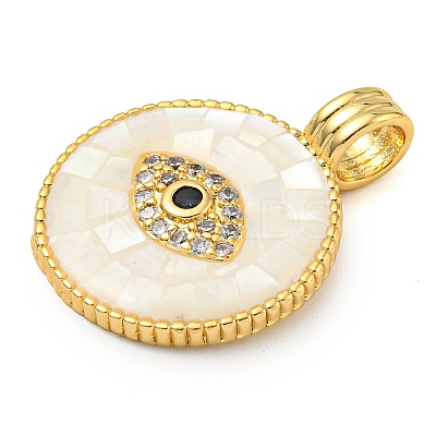 Rack Plating Brass Micro Pave Clear Cubic Zirconia Pendants KK-Z063-14G-02-1