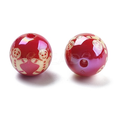 Christmas Theme UV Plating Acrylic Beads OACR-M022-08A-1