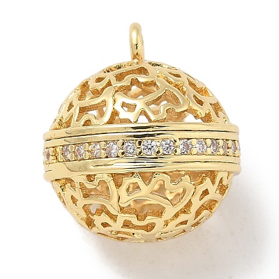 Rack Plating Brass Micro Pave Clear Cubic Zirconia Pendants KK-L224-005G-1