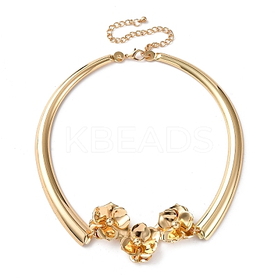 Iron Flower Link Choker Necklaces for Women NJEW-U046-02G-1
