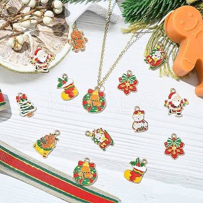 40Pcs 10 Styles Christmas Alloy Enamel Pendants FIND-CJ0003-32-1