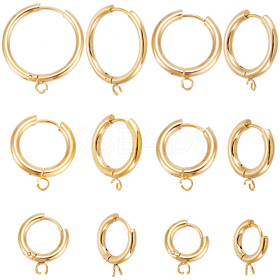 12Pcs 6 Size 201 Stainless Steel Huggie Hoop Earring Findings STAS-UN0045-55-1