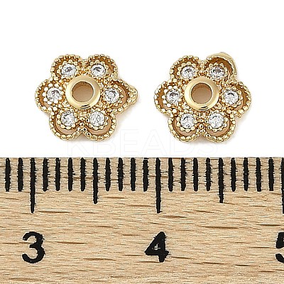 Brass Micro Pave Clear Cubic Zirconia Bead Caps KK-I719-13B-G-1