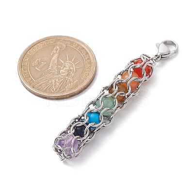 Chakra Natural Gemstone Pouch Pendant Decooration HJEW-JM01611-01-1