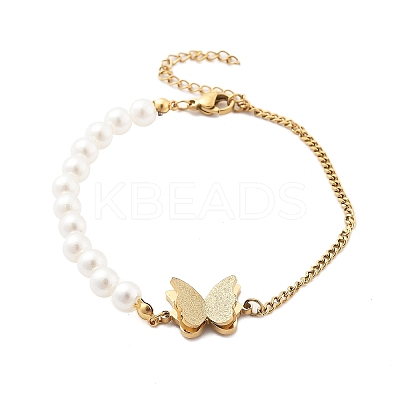 304 Stainless Steel Curb Chains Link Bracelets for Women BJEW-U021-10G-1