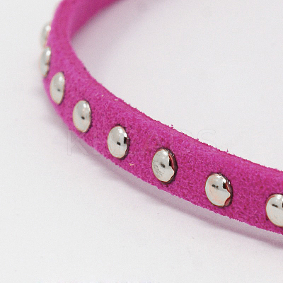 Silver Aluminum Studded Faux Suede Cord LW-D004-05-S-1