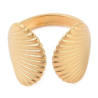 Ion Plating(IP) 304 Stainless Steel Shell Shape Open Cuff Rings for Women RJEW-Z057-02G-1