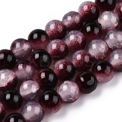 Crackle Baking Paint Imitation Jade Glass Beads Strands DGLA-T003-10mm-14-1