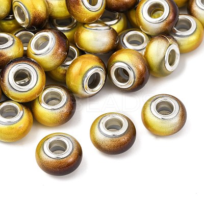 Two Tone Opaque Resin Rondelle European Beads RESI-Z046-02E-1