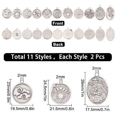 22Pcs 11 Style Tibetan Style Alloy Pendant Enamel Settings FIND-SC0002-23-1