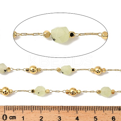 Handmade Prehnite Faceted Round Beaded Chains CHC-F021-01G-01-1