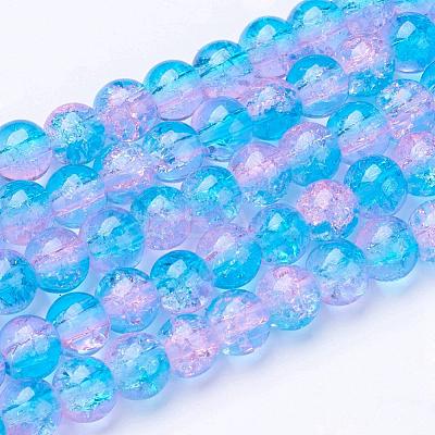 Spray Painted Crackle Glass Beads Strands CCG-Q001-6mm-19-1