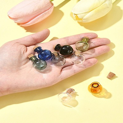 8Pcs 8 Colors Round Glass Cork Bottles Ornament BOTT-FS0001-04-1