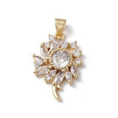 Rack Plating Brass Micro Pave Clear Cubic Zirconia Pendants KK-H434-41G-1
