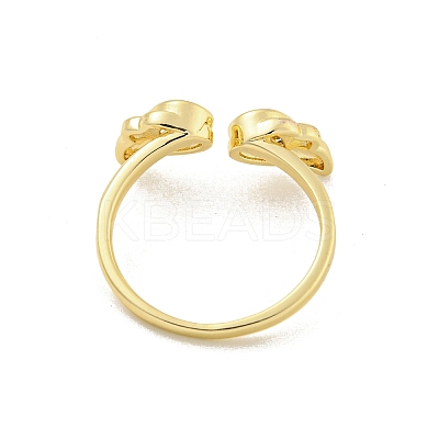 Rack Plated Brass Micro Pave Cubic Zirconia Teardrop with Wing Open Cuff Rings for Women RJEW-Z039-12G-1
