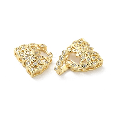 Brass Micro Pave Clear Cubic Zirconia Fold Over Clasps KK-Z083-04G-1