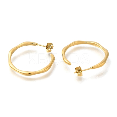 Ion Plating(IP) 304 Stainless Steel Ring Stud Earrings for Women EJEW-S227-57G-1