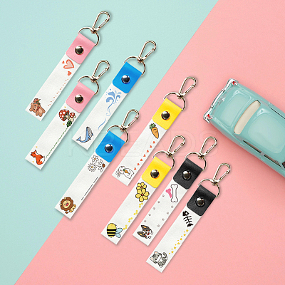 PU Leather & Cotton Name Marker Keychain AJEW-WH0514-001-1