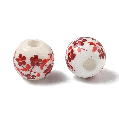 Floral Printed Porcelain Beads PORC-M531-2-1