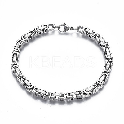 Non-Tarnish 201 Stainless Steel Byzantine Chain Bracelets BJEW-S057-81-1