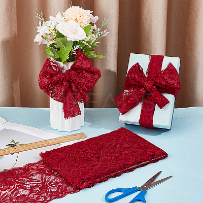 Cotton Flower Embroidery Elastic Lace Ribbon OCOR-WH0078-361B-1