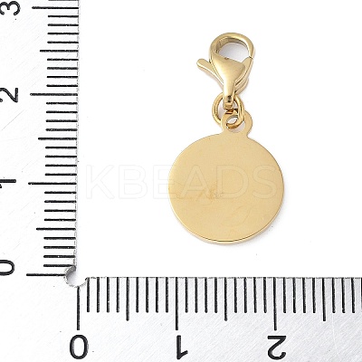 304 Stainless Steel Flat Round with Heart Pendant Decoration STAS-S165-23G-1