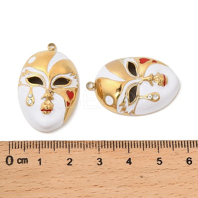 304 Stainless Steel with Crystal Rhinestone Enamel Pendants STAS-G358-04G-01-1