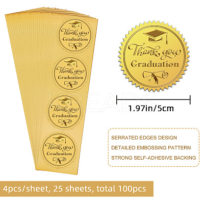Plastic Self Adhesive Gold Foil Embossed Stickers DIY-WH0211-352-1