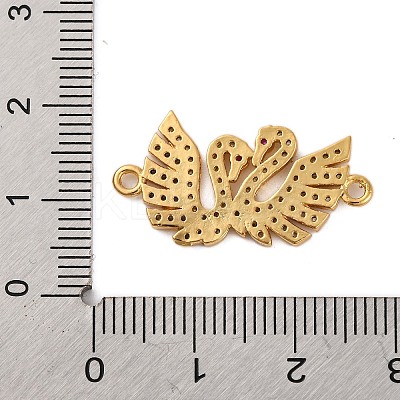 Rack Plating Brass Micro Pave Cubic Zirconia Couple Swan Connector Charms KK-Z070-13G-1