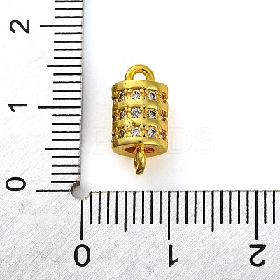 Brass Micro Pave Clear Cubic Zirconia Hollow Column Connector Charms KK-A230-05D-G-1