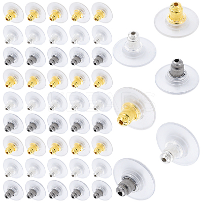 100Pcs Brass Bullet Clutch Earring Backs with Pad KK-YW0002-43G-1