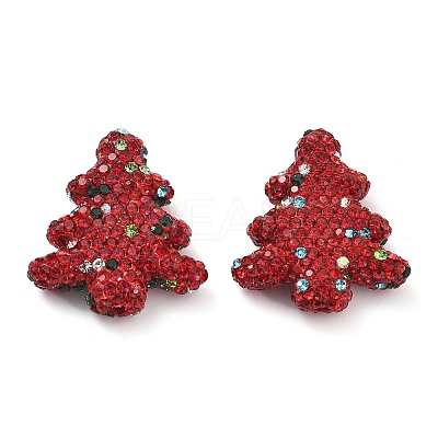 Christmas Tree Polymer Clay Rhinestone Beads CLAY-NH0001-14A-1