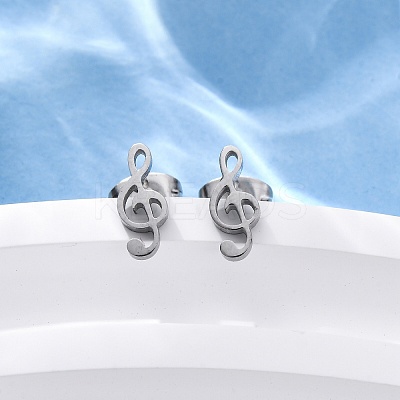 Tarnish Resistant 304 Stainless Steel Music Note Studs Earrings with 316 Stainless Steel Pins for Women LS-MUSI-PW0001-23P-1
