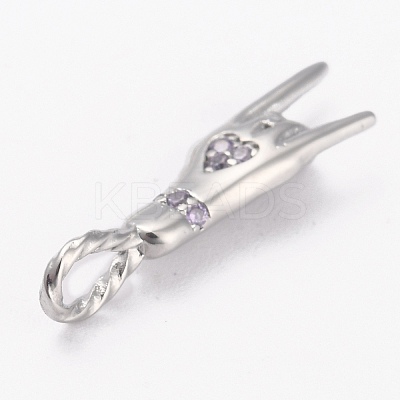 Brass Cubic Zirconia Pendants KK-B030-15A-P-1