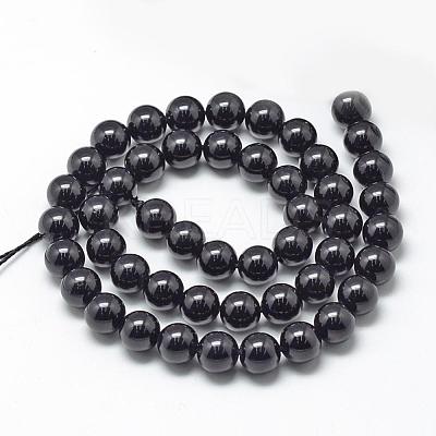Natural Black Tourmaline Beads Strands G-R446-8mm-19-1
