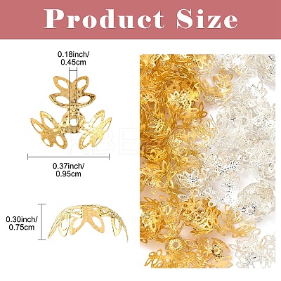 50g 2 Colors Plated Iron Fancy Bead Caps IFIN-YW0003-96-1