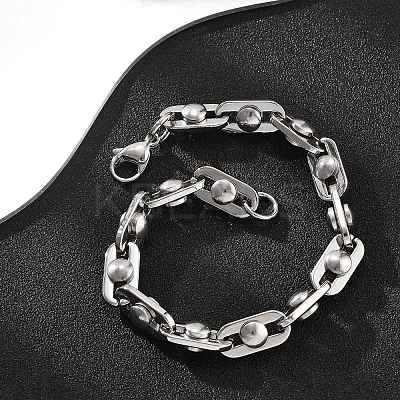 304 Stainless Steel Oval Link Chain Bracelets for Women Men BJEW-F488-29P-1