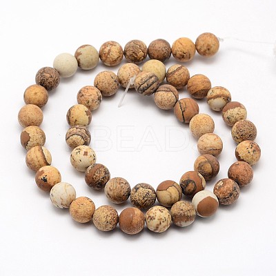 Natural Picture Jasper Beads Strands X-G-D686-8mm-1