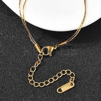 304 Stainless Steel Heart Pendant Double Layered Necklaces for Women NJEW-Z091-01G-1