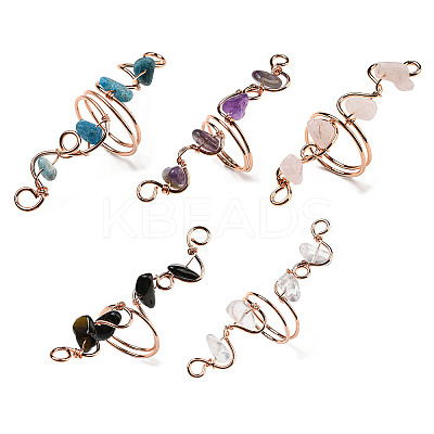 Natural Mixed Gemstone Chips Finger Ring G-Q1002-09G-1