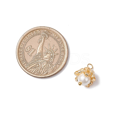 Cylinder Seed Beaded Flower Pendants PALLOY-MZ00705-1