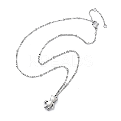 304 Stainless Steel Pendant Necklace NJEW-K255-22P-1