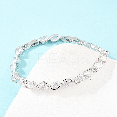 Platinum Tone Brass Micro Pave Cubic Zirconia Tennis Bracelets BJEW-B160-04P-05-1