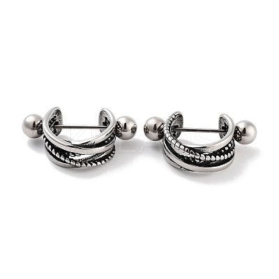 Multi-Strand 316 Surgical Stainless Steel Shield Barbell Hoop Earrings EJEW-Z050-56A-AS-1