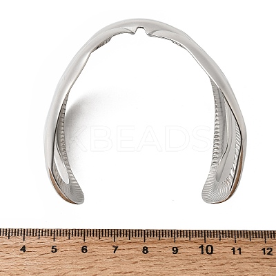 304 Stainless Steel Open Cuff Bangles for Women BJEW-K264-03P-1